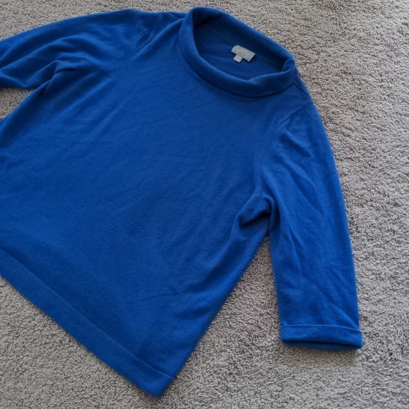 Pure Collection Cashmere Royal Blue Rollover Turtle neck with roll sleeve sz 20 - Picture 4 of 12